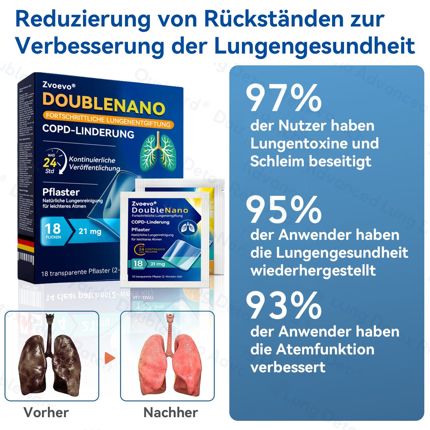 👨‍⚕️🏅Zvoevo® DoubleNano COPD-Linderungspflaster (💝 Gezielte Behandlung bei Husten, Atemnot, Keuchen, Schleim, verstopfter Nase, Bronchitis, Allergiesymptomen und allgemeinen Lungenbeschwerden 🫁)