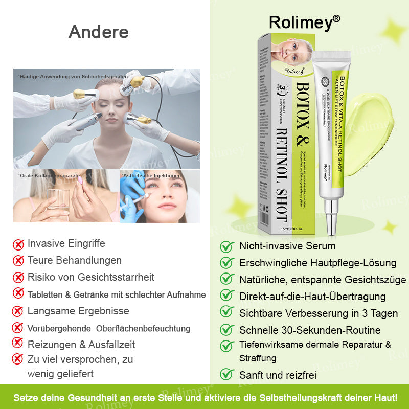 ✨✅Jetzt jugendliche Haut zurückgewinnen 💫Rolimey® Botox & Vita-A Retinol Shot Falten-Lift Straffungscreme