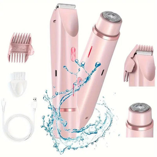 🎉❤️ LETZTER TAG AKTION – 50% RABATT ❤️ flysmus® 2-in-1 Elektrorasierer für Frauen – Dual-Kopf Präzisionstrimmer (Entfernt Haare schmerzfrei im Intimbereich, im Gesicht, unter den Achseln und an den Beinen – mit IPX7-Wasserschutz.)
