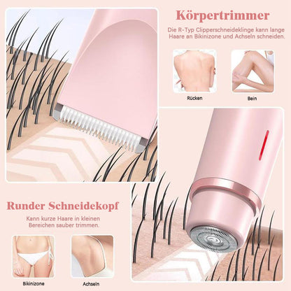🎉❤️ LETZTER TAG AKTION – 50% RABATT ❤️ flysmus® 2-in-1 Elektrorasierer für Frauen – Dual-Kopf Präzisionstrimmer (Entfernt Haare schmerzfrei im Intimbereich, im Gesicht, unter den Achseln und an den Beinen – mit IPX7-Wasserschutz.)