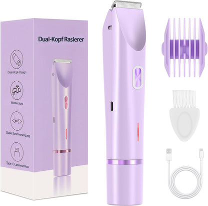 🎉❤️ LETZTER TAG AKTION – 50% RABATT ❤️ flysmus® 2-in-1 Elektrorasierer für Frauen – Dual-Kopf Präzisionstrimmer (Entfernt Haare schmerzfrei im Intimbereich, im Gesicht, unter den Achseln und an den Beinen – mit IPX7-Wasserschutz.)