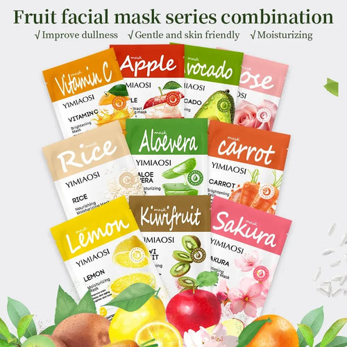 Frucht-Extrakt-Tuchmasken – Feuchtigkeitsspendende Gesichtsmasken mit Pflanzlichen Inhaltsstoffen für Geschmeidige Haut