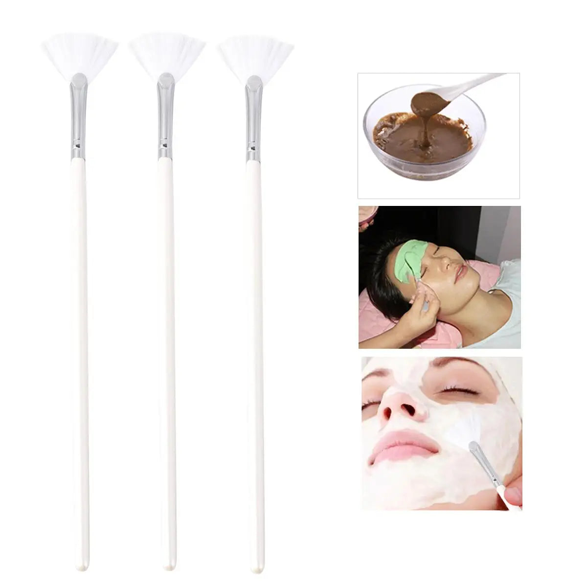 3-teiliges DIY-Gesichtsmasken-Pinsel-Set – Fächerförmige Maskenpinsel für gleichmäßiges Auftragen von Gesichtsmasken und Hautpflege