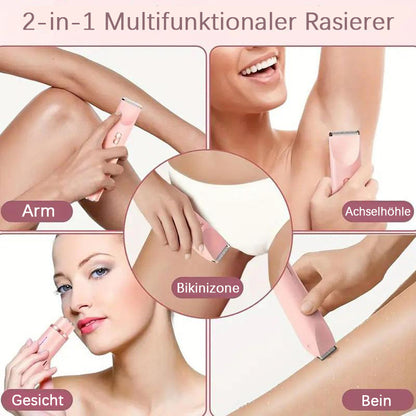 🎉❤️ LETZTER TAG AKTION – 50% RABATT ❤️ flysmus® 2-in-1 Elektrorasierer für Frauen – Dual-Kopf Präzisionstrimmer (Entfernt Haare schmerzfrei im Intimbereich, im Gesicht, unter den Achseln und an den Beinen – mit IPX7-Wasserschutz.)