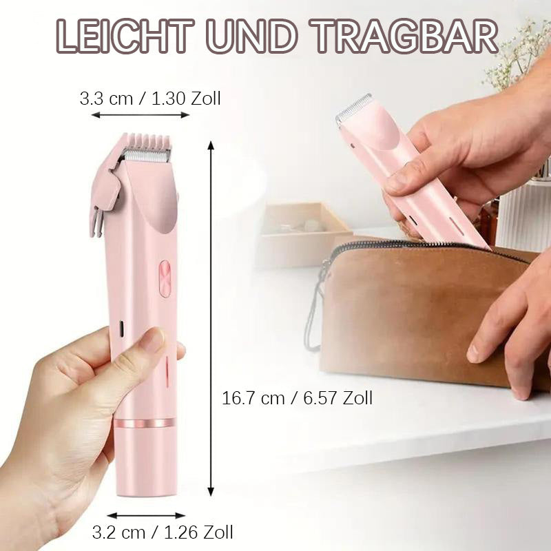 🎉❤️ LETZTER TAG AKTION – 50% RABATT ❤️ flysmus® 2-in-1 Elektrorasierer für Frauen – Dual-Kopf Präzisionstrimmer (Entfernt Haare schmerzfrei im Intimbereich, im Gesicht, unter den Achseln und an den Beinen – mit IPX7-Wasserschutz.)