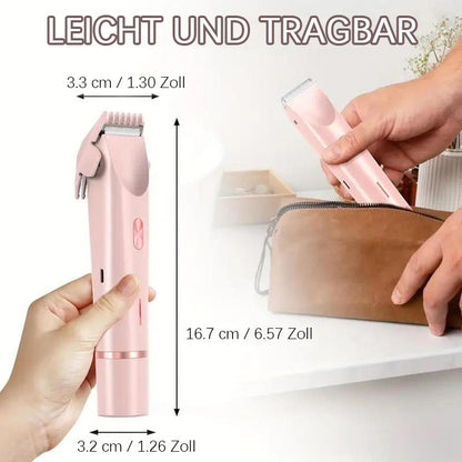 🎉❤️ LETZTER TAG AKTION – 50% RABATT ❤️ flysmus® 2-in-1 Elektrorasierer für Frauen – Dual-Kopf Präzisionstrimmer (Entfernt Haare schmerzfrei im Intimbereich, im Gesicht, unter den Achseln und an den Beinen – mit IPX7-Wasserschutz.)