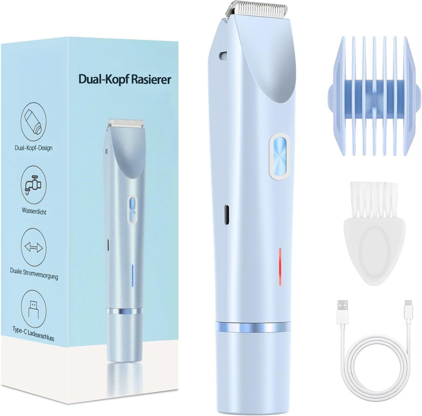 🎉❤️ LETZTER TAG AKTION – 50% RABATT ❤️ flysmus® 2-in-1 Elektrorasierer für Frauen – Dual-Kopf Präzisionstrimmer (Entfernt Haare schmerzfrei im Intimbereich, im Gesicht, unter den Achseln und an den Beinen – mit IPX7-Wasserschutz.)